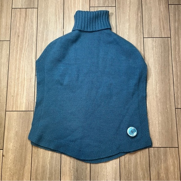 United Colors Od Benetton Blue Button Knitted Turtleck Cap Sweater Size ONE SIZE